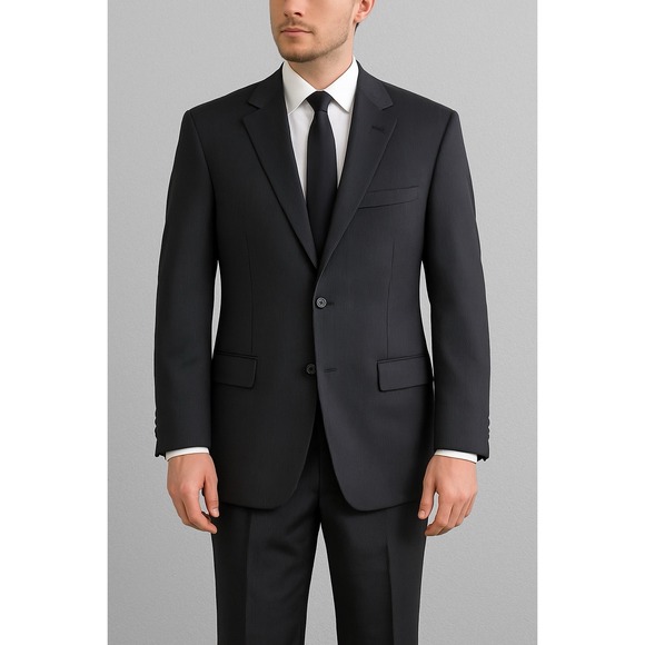 Ralph Lauren Men's 2-Piece Suit 100% Wool Pinstripe Black Blazer 46R Pants 38x30 - Picture 1 of 16